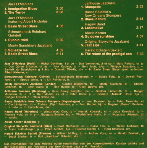 V.A.Hot Jazz Meeting Hamburg '68: Jazz O'Maniacs..Harald Eckstein Sex, WAM(MLP 15 401), D,vg+/vg+, 1971 - LP - X4780 - 4,00 Euro