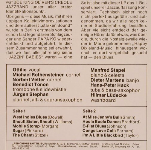 Red Onions & Ottilie / Berlin: New Orleans Jazz, Privat Press.(1293301), D, 1976 - LP - X4815 - 12,50 Euro