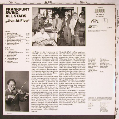 Frankfurt Swing All Stars: Jive at Five, Bellaphon/LR(LR 40025), D, 1988 - LP - X4842 - 6,00 Euro