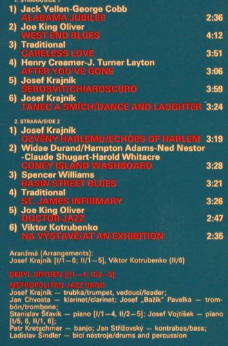 Metropolitan Jazz Band: & Beryl Bryden, Supraphon(1115 4248 H), CZ, 1987 - LP - X4848 - 6,00 Euro