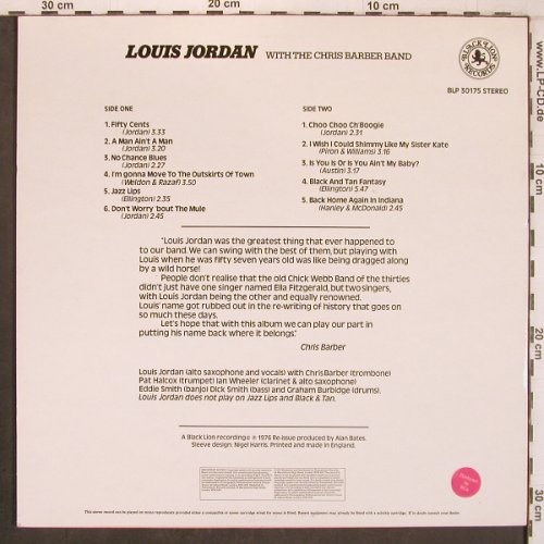 Jordan,Louis: Swings with the Chris Barber Band, Black Lion(BLP 30175), UK, stoc, 1976 - LP - X8023 - 8,00 Euro