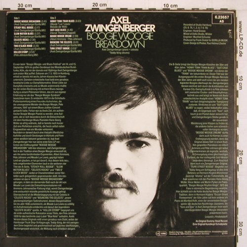 Zwingenberger,Axel: Boogie Woogie Breakdown, Telefunken (6.23657 AS), D, 1978 Typ: LP Best.-Nr.: Y2084 Preis: 9,00 Euro