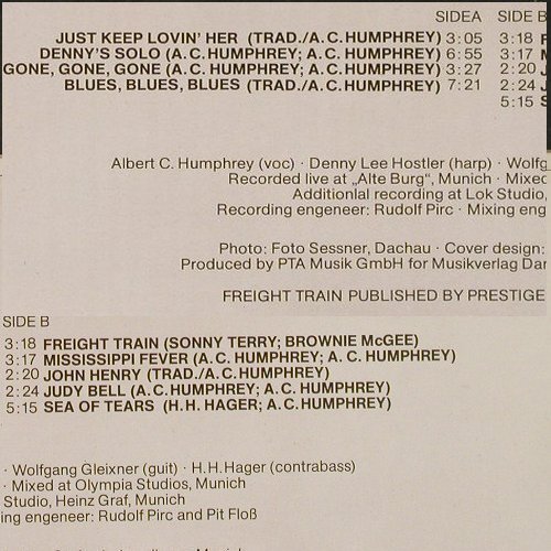 Humphrey,Albert C.: Live, & his Backyard Blues Band, PTA(333-0201), D, 1981 - LP - Y2096 - 7,50 Euro