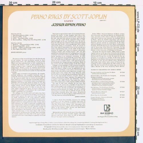 Rifkin,Joshua: Piano Rags By Scott Joplin Vol.II, Elektra (ELK 32 006), D, 1974 Typ: LP Best.-Nr.: Y2505 Preis: 6,00 Euro