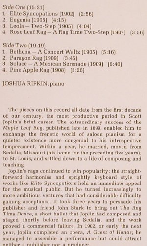 Rifkin,Joshua: Piano Rags By Scott Joplin Vol.II, Elektra (ELK 32 006), D, 1974 Typ: LP Best.-Nr.: Y2505 Preis: 6,00 Euro