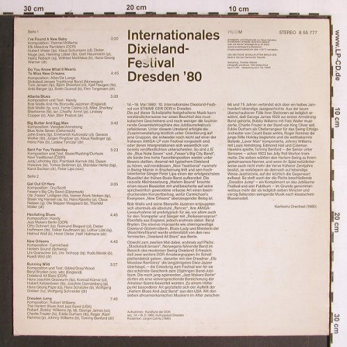 V.A.Internationales Dixieland: Festival, Dresden'80, m-/vg+, Amiga (8 55 777), DDR, 1980 Typ: LP Best.-Nr.: Y6731 Preis: 5,00 Euro