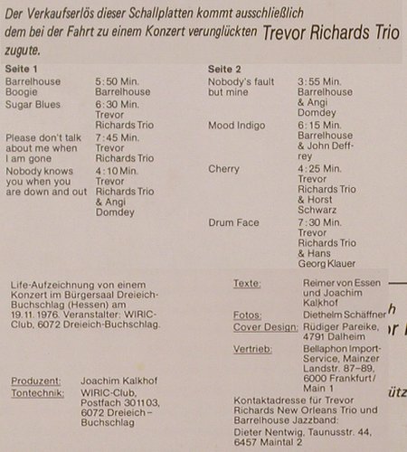 Richards,Trevor  New Orleans Trio: Drum Face, Barrelhouse, Angi Domday, Phonola Records (PR 7017), D, 1977 Typ: LP Best.-Nr.: Y7020 Preis: 7,50 Euro