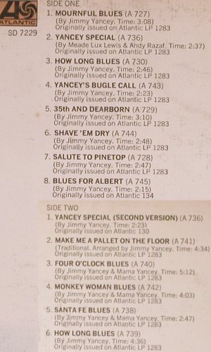Yancey,Jimmy & Mama: Chicago Piano-Vol.1, Foc, Atlan.Blues Origin.Vol.6 (40 406), D/US-Cover, 1972 Typ: LP Best.-Nr.: Y8123 Preis: 7,50 Euro