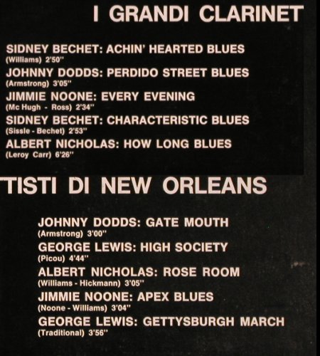 V.A.I Grandi Clarinettisti di NewOr: Sidney Bechet... George Lewis, Variety/Archivi d.J. (REL-ST 19145), I, 1973 Typ: LP Best.-Nr.: Y8160 Preis: 6,00 Euro