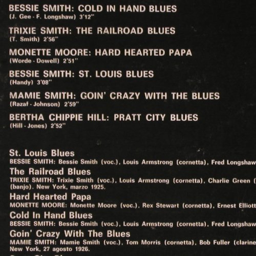 V.A.I Grandi Cantani di Blues: Bessie Smith... Ma Rainey, Variety/Archivi d.J. (REL-ST 19222), I, 1974 Typ: LP Best.-Nr.: Y8161 Preis: 7,50 Euro