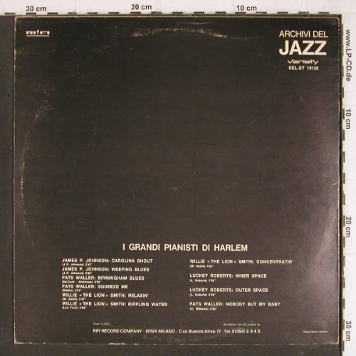 V.A.I Grandi Pianisti di Harlem: James P Johnson... Fats Waller, Variety/Archivi d.J. (REL-ST 19139), I, m-/vg+, 1974 Typ: LP Best.-Nr.: Y8162 Preis: 6,00 Euro