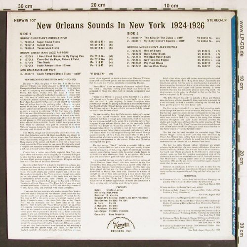V.A.New Orleans Sound i.N.Y.1924-26: Buddy Christian's Creol, McClennons, Herwin (107), US Typ: LP Best.-Nr.: Y8167 Preis: 7,50 Euro