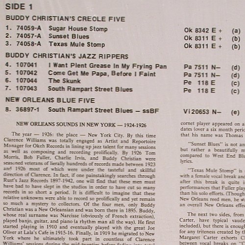 V.A.New Orleans Sound i.N.Y.1924-26: Buddy Christian's Creol, McClennons, Herwin (107), US Typ: LP Best.-Nr.: Y8167 Preis: 7,50 Euro