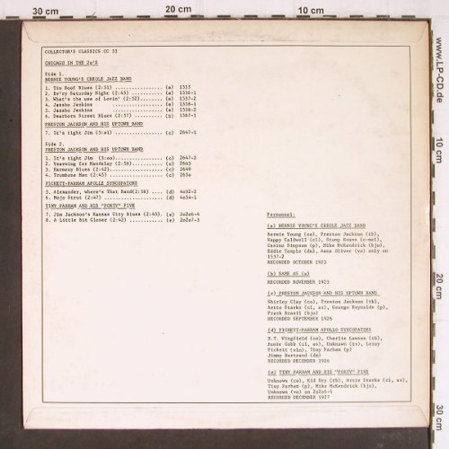 V.A.Chicago in the 20's: Bernie Young'sCreole... Tiny Parham, Collector's Classics (CC 33), S, m-/vg+ Typ: LP Best.-Nr.: Y8168 Preis: 7,50 Euro