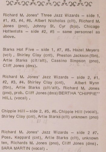 V.A.The Jazz Wizards 1925 Vol.2: Richard M.Jones, Starks Hot Five..., Herwin (H-103), US,vg+/vg Typ: LP Best.-Nr.: Y8172 Preis: 7,50 Euro