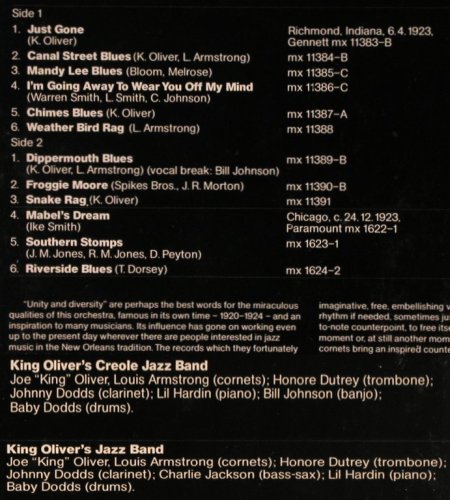 King Oliver's Creole Jazz Band: Classic Jazz, Jazz Story (40.002), D, 1976 Typ: LP Best.-Nr.: Y8176 Preis: 6,00 Euro