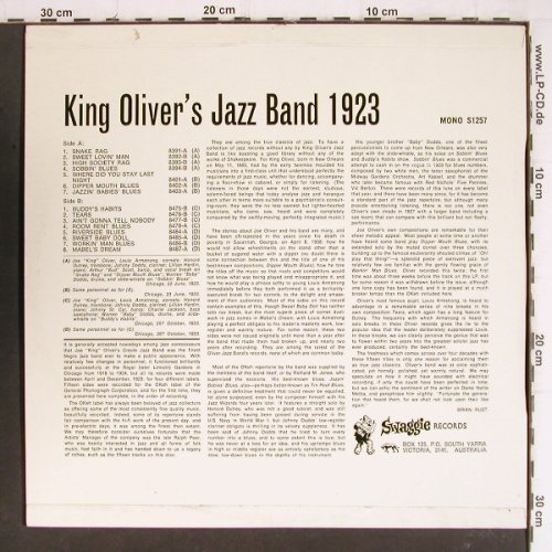 King Oliver's Jazz Band 1923: The Jazzmakers, Mono, Swaggie Rec. (S1257), Australia Typ: LP Best.-Nr.: Y8177 Preis: 7,50 Euro