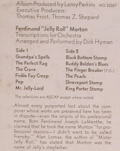 Morton,Jelly Roll by Dick Hyman: Transcribtions For Orchestra, Columbia, PromoStoc (MQ 32587), US, CO, 1974 Typ: LPQ. Best.-Nr.: Y8190 Preis: 7,50 Euro