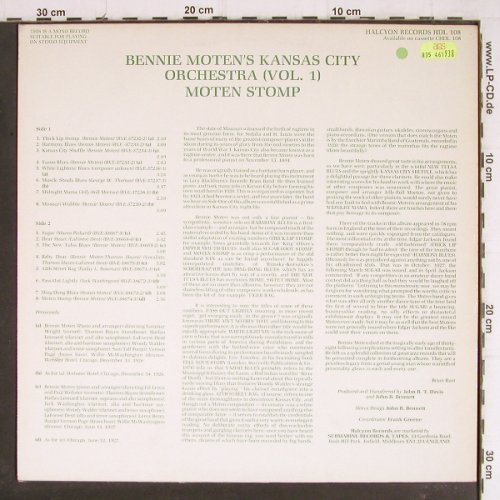 Moten,Bennie  &h.Kansas City Orch.: Moten Stomp (1926-27), Halcyon (HDL 108), UK, 1986 Typ: LP Best.-Nr.: Y8223 Preis: 7,50 Euro
