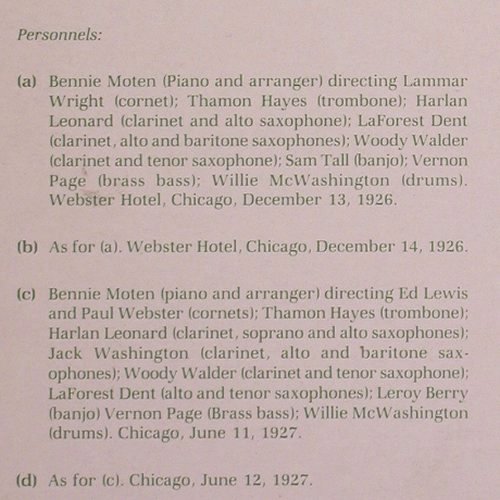 Moten,Bennie  &h.Kansas City Orch.: Moten Stomp (1926-27), Halcyon (HDL 108), UK, 1986 Typ: LP Best.-Nr.: Y8223 Preis: 7,50 Euro