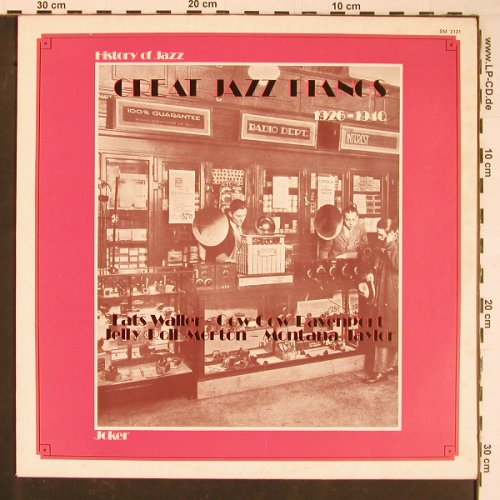 V.A.Great Jazz Pianos 1926-1940: Fats Waller...Mooch Pidle,14 Tr., Joker (SM 3121), I, 1971 Typ: LP Best.-Nr.: Y823 Preis: 7,50 Euro