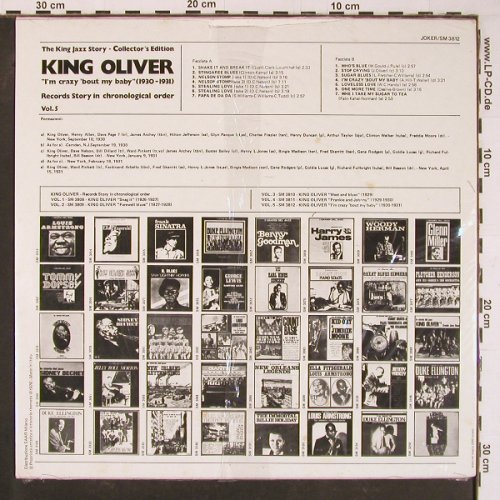 King Oliver: Vol.5,I'm Crazy'Bout My Baby, 30-31, Joker (SM 3812), I, 1976 Typ: LP Best.-Nr.: Y836 Preis: 7,50 Euro