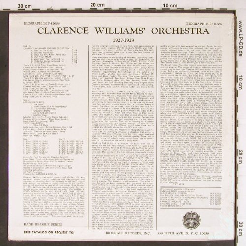 Williams,Clarence  Orchestra: New York Jazz 1927-29, FS-New, Mono, Biograph (BLP-12006), US, sealed Typ: LP Best.-Nr.: Y8449 Preis: 12,50 Euro
