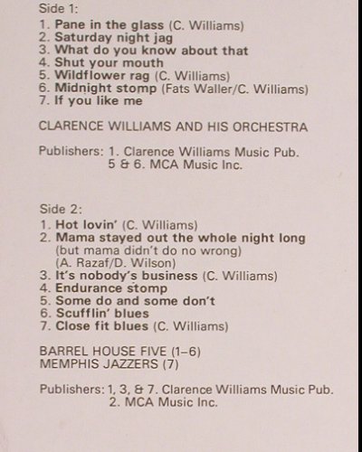 Williams,Clarence  Orchestra: New York Jazz 1927-1929, Biograph, Ri (6370 908), UK - Mono Typ: LP Best.-Nr.: Y8450 Preis: 7,50 Euro