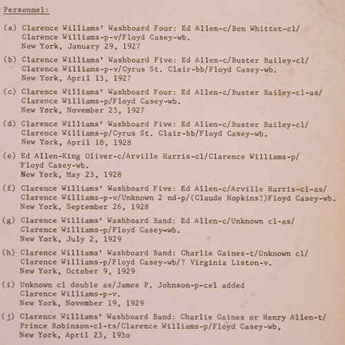 Williams,Clarence: & Washboard Bands (1927-30)vg+/vg-, Collector's Classics (CC 22), DK Typ: LP Best.-Nr.: Y8465 Preis: 5,00 Euro