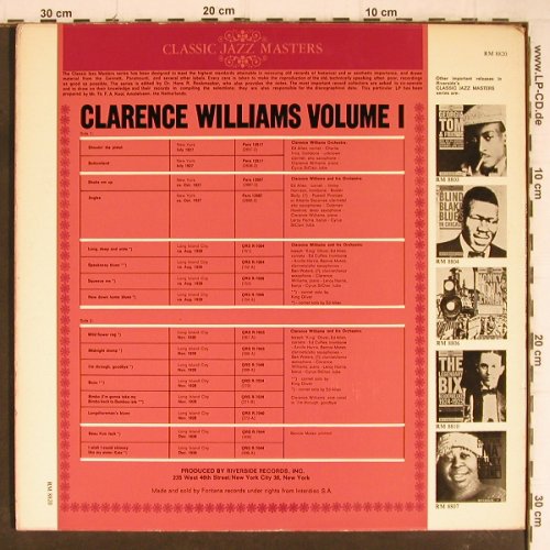 Williams,Clarence: Volume 1 ,1927-1928, Foc, m-/vg+, Riverside (RM 8820), NL Typ: LP Best.-Nr.: Y8466 Preis: 7,50 Euro