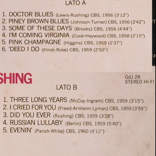 Rushing,Jimmy: IGrandi del Jazz, Foc, m /vg+, Fabbri Editori (GdJ 28), I, 1970 Typ: LP Best.-Nr.: Y8591 Preis: 7,50 Euro