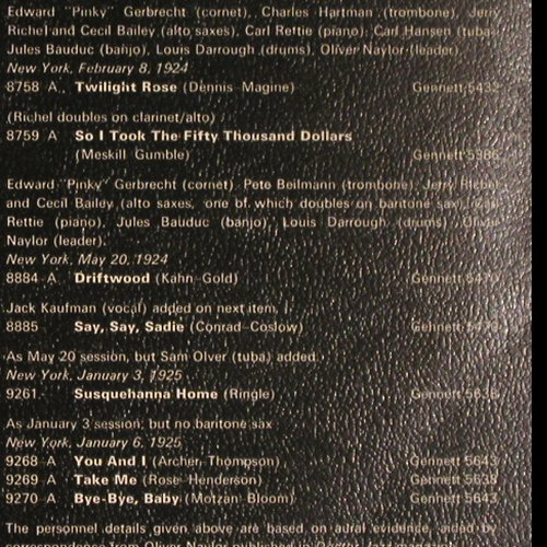 Naylor's Seven Aces,Oliver: The Complete 1924-1925 recordings, Fountain (FJ 103), UK,m-/vg+ Typ: LP Best.-Nr.: Y8669 Preis: 7,50 Euro
