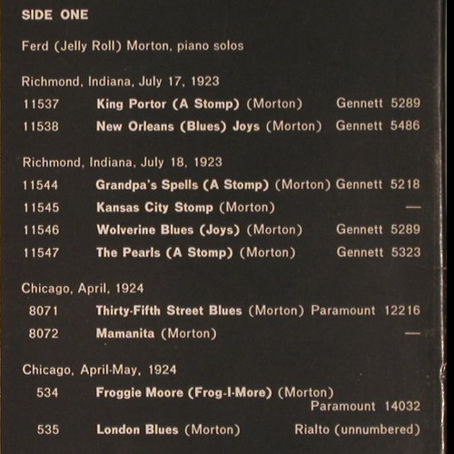 Morton,Jelly Roll: presenting 19 rare rec.o piano solo, Fountain (FJ 104), UK, Foc Typ: LP Best.-Nr.: Y8670 Preis: 6,00 Euro