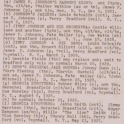 Johnson,James P. & Perry Bradford: 1921-1929, w.Fats Waller, m-/vg-, Arcadia(2009), CDN,  - LP - Y8766 - 5,00 Euro