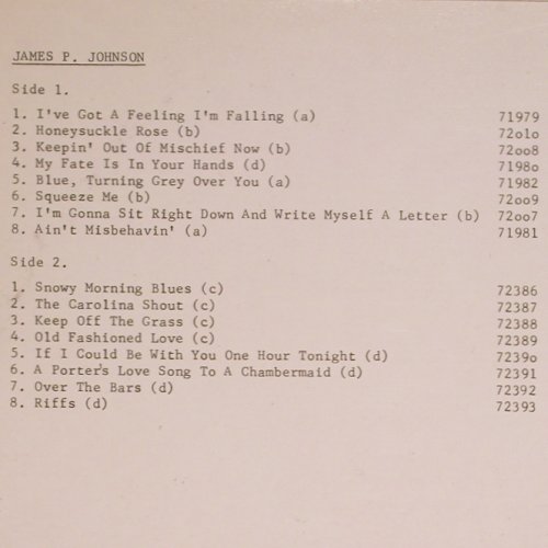 Johnson,James P.: Same (1944),  m-/vg+, Jazz Piano(JP 5004), , 1971 - LP - Y8768 - 5,00 Euro