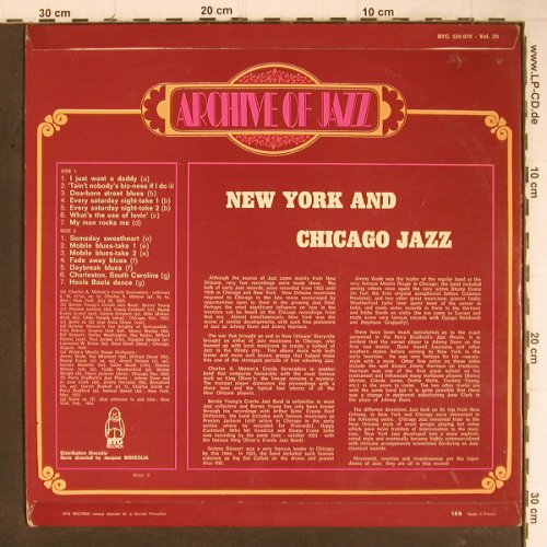 V.A.New York and Chicago Jazz: Matson' Creole Serenaders..u.a.1923, BYG, Vol.29 (529.079), F Typ: LP Best.-Nr.: Y8786 Preis: 7,50 Euro