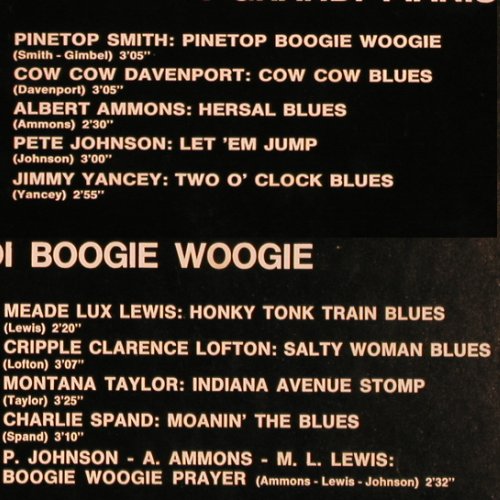 V.A.I Grandi Pianisti di Boogie Woo: Pinetop Smith.. P.Johnson, Ammons.., Variety (REL-ST 19149), I Typ: LP Best.-Nr.: Y9205 Preis: 6,00 Euro
