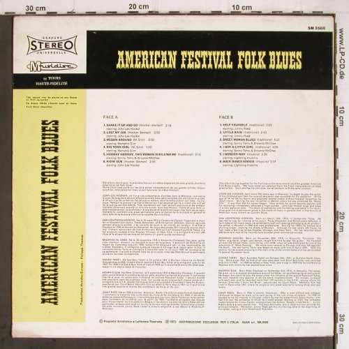 V.A.American Festival Folk Blues: J.L.Hooker... Lightning Hopkins, Joker (SM 3588), I, 1973 Typ: LP Best.-Nr.: Y9230 Preis: 7,50 Euro