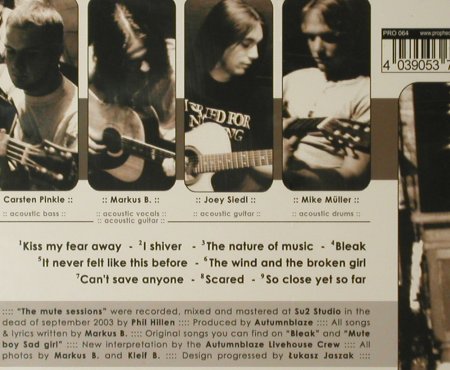 Autumnblaze: The Mute Session, Digi, Prophecy, D, 2003 Typ: CD Best.-Nr.: 53629 Preis: 7,50 Euro