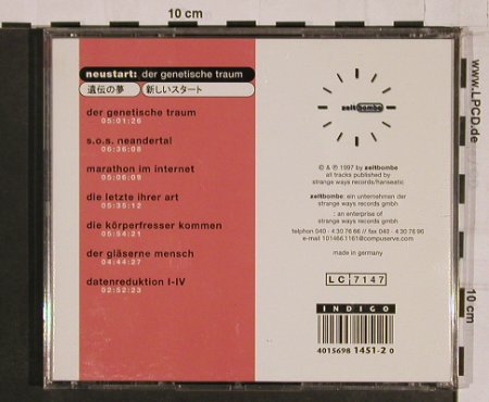 Neustart: Der Genetische Traum, Zeitbombe (Tick 001), D, 1997 Typ: CD Best.-Nr.: 56612 Preis: 6,00 Euro