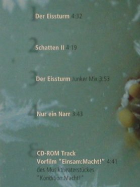 Goethes Erben: Der Eissturm*2+2+CD RomTrack, Zeitbombe, D, 01 Typ: CD Best.-Nr.: 59833 Preis: 7,50 Euro