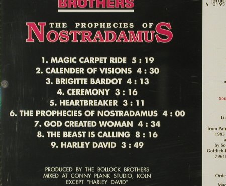 Bollock Brothers: The Prophecies Of Nostradamus(87), Sound Solution(2140011), D, 1995 - CD - 64656 - 6,00 Euro