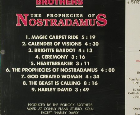 Bollock Brothers: The Prophecies Of Nostradamus(87), Sound Solution (2140011), D, 1995 Typ: CD Best.-Nr.: 64656 Preis: 6,00 Euro