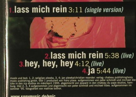 Selig: Lass Mich rein*2+2 live, Epic, A, 95 Typ: CD5" Best.-Nr.: 66913 Preis: 3,00 Euro