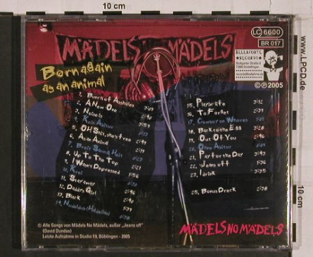 Mädels No Mädels: Born Again As An Animal, Bellaforte Rec. (BR017), , 2005 Typ: CD Best.-Nr.: 69113 Preis: 11,50 Euro