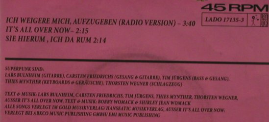 Superpunk: Ich weigere mich, aufzugeben+2, L'Age D'Or (LADO 17135-3), D, 2004 Typ: CD5" Best.-Nr.: 80507 Preis: 2,50 Euro