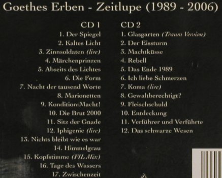 Goethes Erben: Zeitlupe, Digi, FS-New, Trisol (TRI 401), EU, 2010 Typ: 2CD Best.-Nr.: 80858 Preis: 12,50 Euro