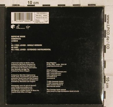 Depeche Mode: I Feel Loved*2/Dirt, Digi, Venusnote Bong 31(724389780024), EU, 2001 - CD5inch - 82112 - 4,00 Euro