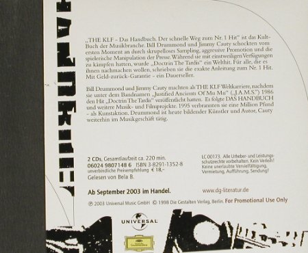 KLF - Das Handbuch: gelesen von Bela B.,Promo,Digi, D.Gr.Univ.(), D, 2003 - CD - 91265 - 10,00 Euro