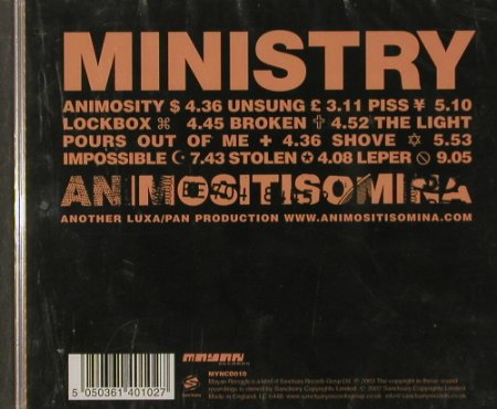 Ministry: Animositisomina, FS-New, Sanctuary(MYNcd010), UK, 2002 - CD - 91561 - 11,50 Euro